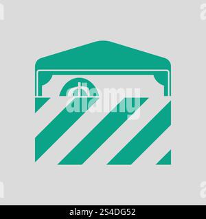 Birthday gift envelop icon with money  . Gray background with green. Vector illustration. Stock Vector