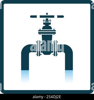 Icon Of Pipe With Valve. Shadow Reflection Design. Vector Illustration ...