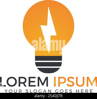 Bulb with lightning symbol logo design. Stock Vector