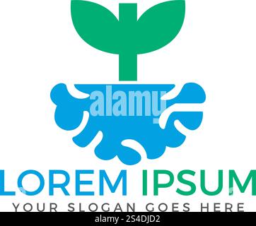 Smart grow logo design. Plant Growing Inside The Brain Icon. Stock Vector