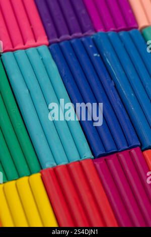 plasticine of different colors for modeling, a simple colored plasticine that is used in children's creativity Stock Photo