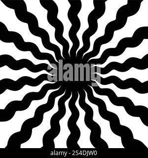 Bauhaus Abstract Wavy Backgrounds. Cool Squire Geometric  Card Design. Optical Illusion Shape Texture. Stock Vector