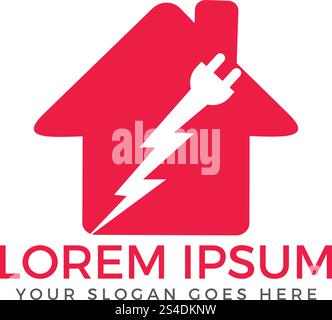 House Plug and thunderbolt creative and symbolic logo design illustration. Stock Vector