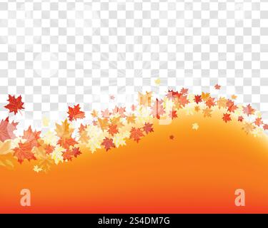 Autumn  Frame With Falling  Maple Leaves on transparency (alpha) grid background. Vector illustration. Stock Vector