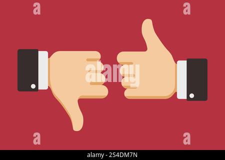 Thumbs up and down, like dislike icons for social network. Vector illustration. Thumbs up and down, like dislike icons for social network Stock Vector