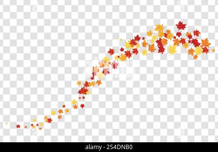 Autumn  Frame With Falling  Maple Leaves on transparency (alpha) grid background. Vector illustration. Stock Vector