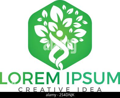 Holistic health logo design. Fitness and Wellness logo. Stock Vector