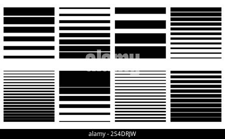 Seamless horizontal halftone patterns. Gradient striped backgrounds or wallpapers. Collection of endless striped prints or borders. Stock Vector