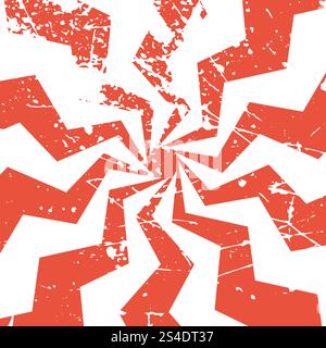 Retro optical illusion grunge card. Textured Bauhaus background. Stock Vector