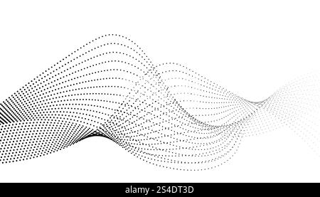 Wave pattern of many dots. Pop art style. Plain wavy background or wallpaper. Stock Vector