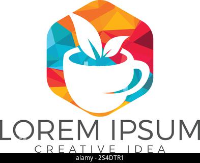 Cup of tea logo design. Healthy drink sign. Stock Vector