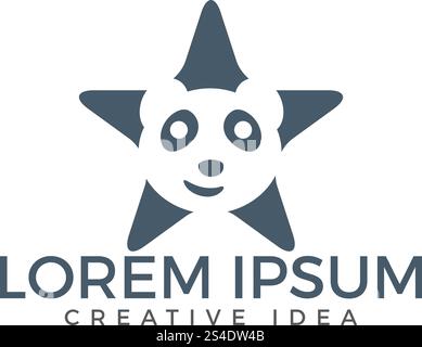 Panda star shape vector design. Stock Vector