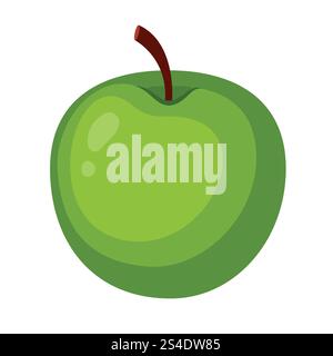 Green apple. Vector illustration in flat style. Stock Vector