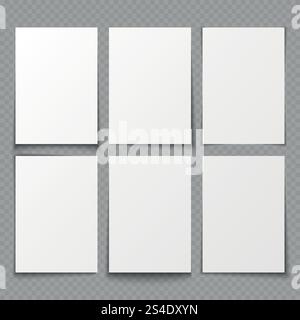 A4 blank sheets of white paper with different shadow effects. vector templates for presentation. Paper sheet collection of illustration. A4 blank sheets of white paper with different shadow effects. vector templates for presentation Stock Vector