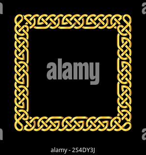 Square golden celtic knots vector frame. Decoration element frame illustration. Square golden celtic knots vector frame Stock Vector