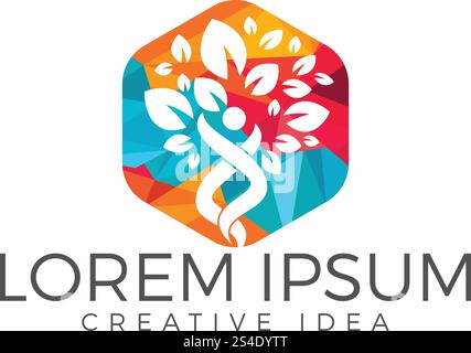 Holistic health logo design. Fitness and Wellness logo. Stock Vector