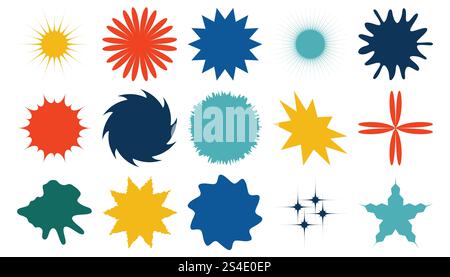 Brutalist style shapes collection. Badges or Stickers Isolated on White Background. Stock Vector