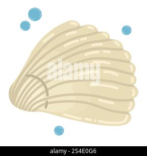 Cute cartoon empty sea shell isolated on white background. Ocean animal. Stock Vector