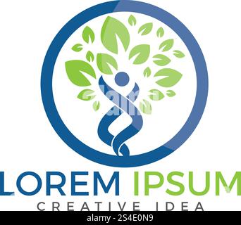 Holistic health logo design. Fitness and Wellness logo. Stock Vector