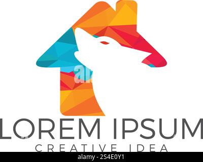 Wolf vector logo design. Home template design. Sport and strength sign. Stock Vector