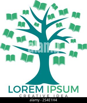 Education tree and books logo design. Institutional and educational vector logo design. Stock Vector