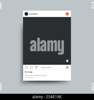 Photo frame inspired by instagram for friends internet sharing. Vector template. Web photo card blank illustration. Photo frame inspired by instagram for friends internet sharing. Vector template Stock Vector