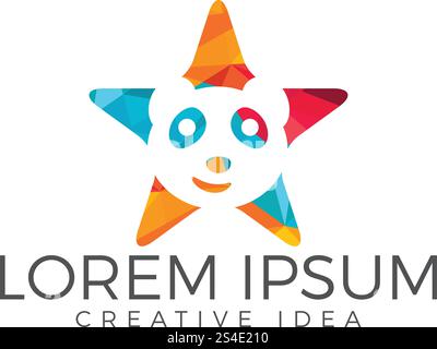 Panda star shape vector design. Stock Vector