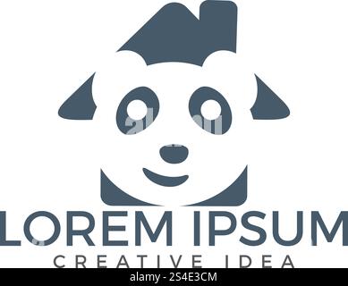 Panda home shape vector design. Stock Vector