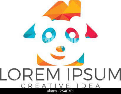 Panda home shape vector design. Stock Vector