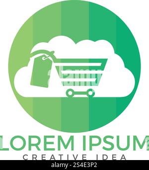 Cloud Shoping Logo Design. Vector Online Shop Logo Template Stock Vector