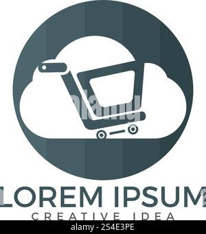 Cloud Shoping Logo Design. Vector Online Shop Logo Template Stock Vector
