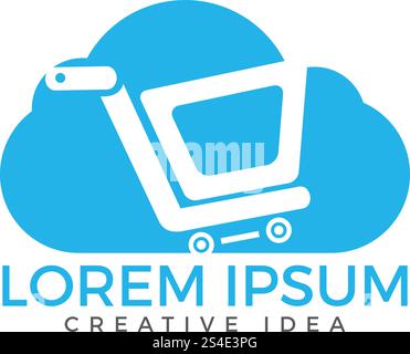 Cloud Shoping Logo Design. Vector Online Shop Logo Template Stock Vector