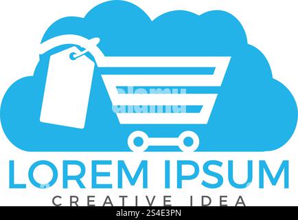 Cloud Shoping Logo Design. Vector Online Shop Logo Template Stock Vector