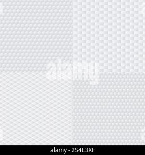 Trendy modern techno white geometric vector textures, origami background set. Pattern structure fabric, illustration of texture set fabric. Trendy modern techno white geometric vector textures, origami background set Stock Vector