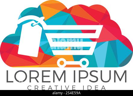 Cloud Shoping Logo Design. Vector Online Shop Logo Template Stock Vector
