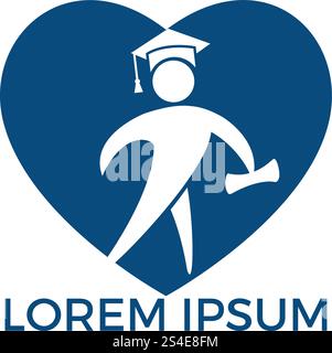 Student heart shape logo design. Education vector design template. Stock Vector