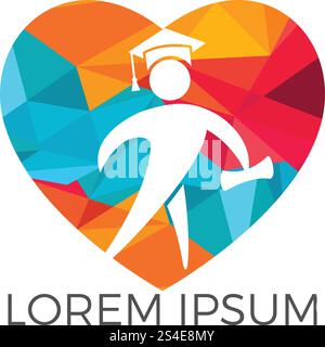 Student heart shape logo design. Education vector design template. Stock Vector