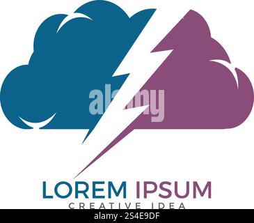 Thunder and cloud logo design. Cloud and Lightning logo design. Stock Vector