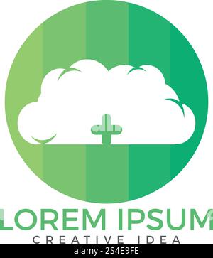 Cloud and plus logo design. Computing sign concept. Stock Vector
