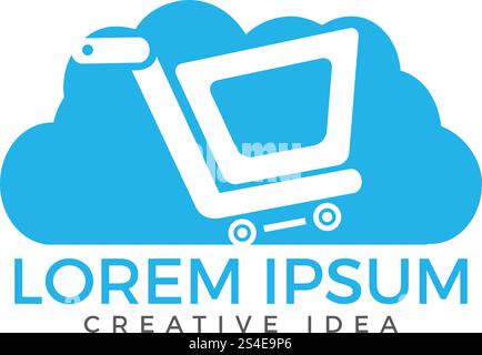 Cloud Shoping Logo Design. Vector Online Shop Logo Template Stock Vector