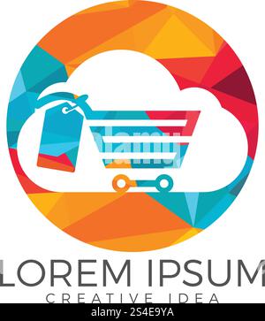 Cloud Shoping Logo Design. Vector Online Shop Logo Template Stock Vector
