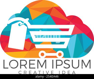 Cloud Shoping Logo Design. Vector Online Shop Logo Template Stock Vector
