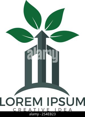 Arrow building company logo. Tree house sign. Stock Vector