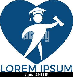 Student heart shape logo design. Education vector design template. Stock Vector