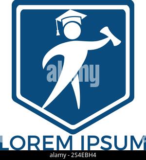 Student shield logo design. Educational vector logo design template. Stock Vector