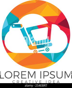 Cloud Shoping Logo Design. Vector Online Shop Logo Template Stock Vector