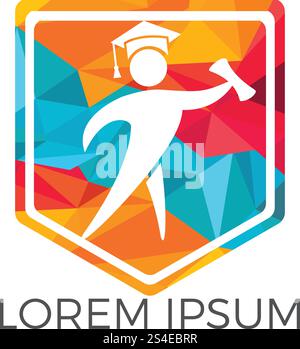 Student shield logo design. Educational vector logo design template. Stock Vector