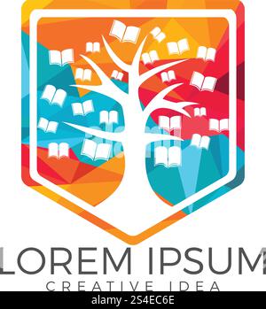 Education tree and books logo design. Institutional and educational vector logo design. Stock Vector