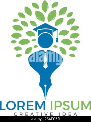 Student tree logo design. Institutional and educational vector logo design. Stock Vector