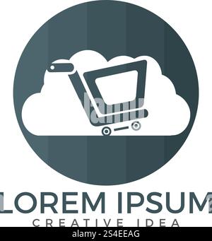 Cloud Shoping Logo Design. Vector Online Shop Logo Template Stock Vector
